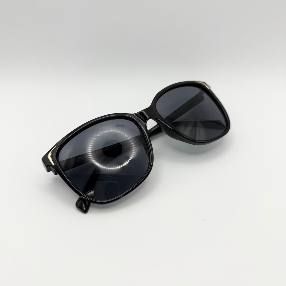 Foster Grant Black Square Sunglasses Gold Accents FG‎ 26 512 BLK Women Oversized